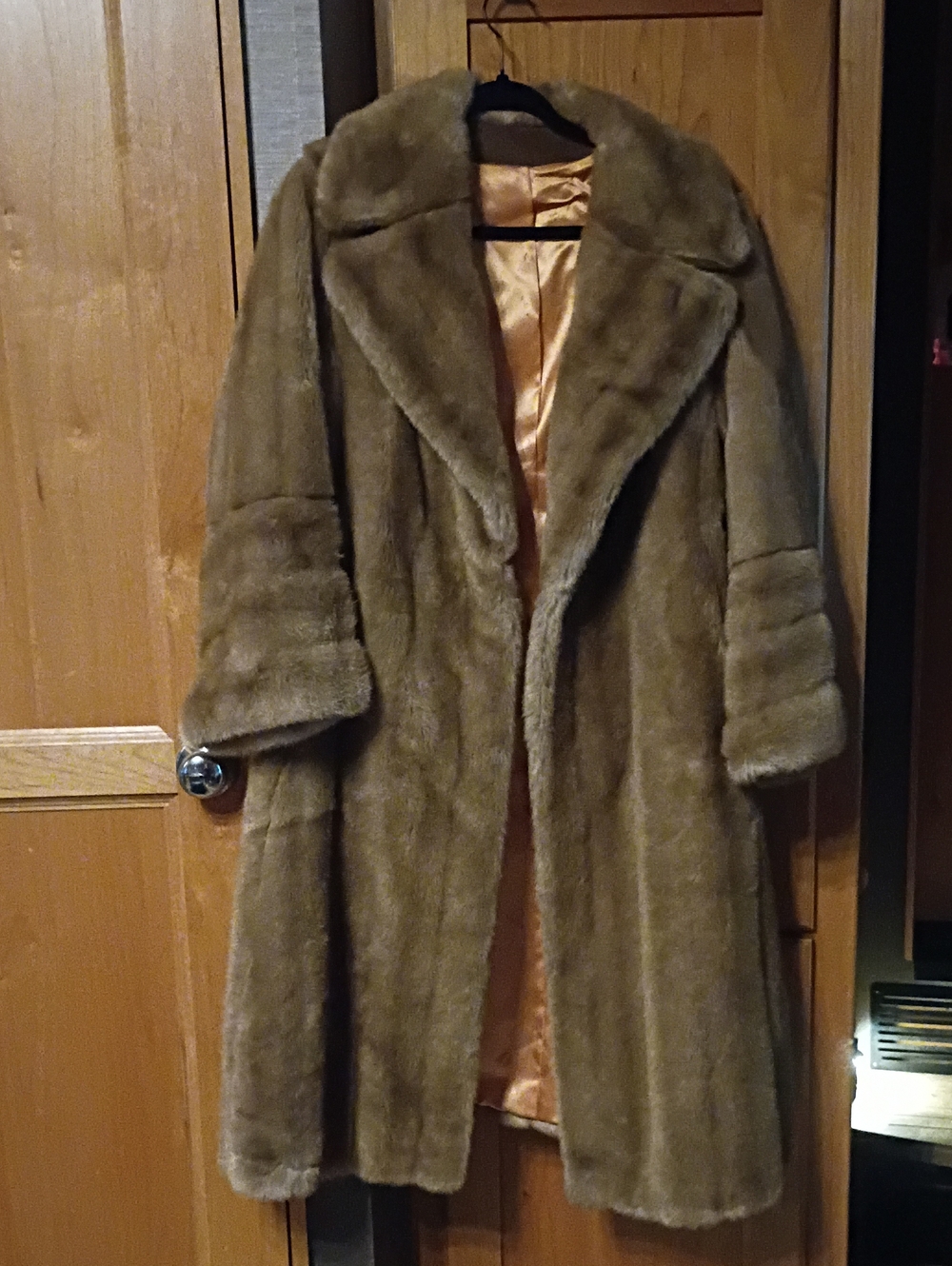 Vintage Sears Brown Faux Fur Long Trench Coat
